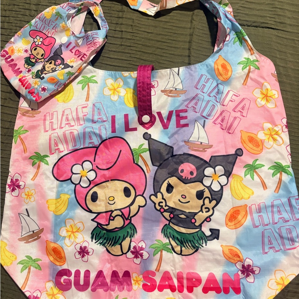 Sanrio My Melody & Kuromi Tropical Guam/Saipan ECO Bag w. Pouch